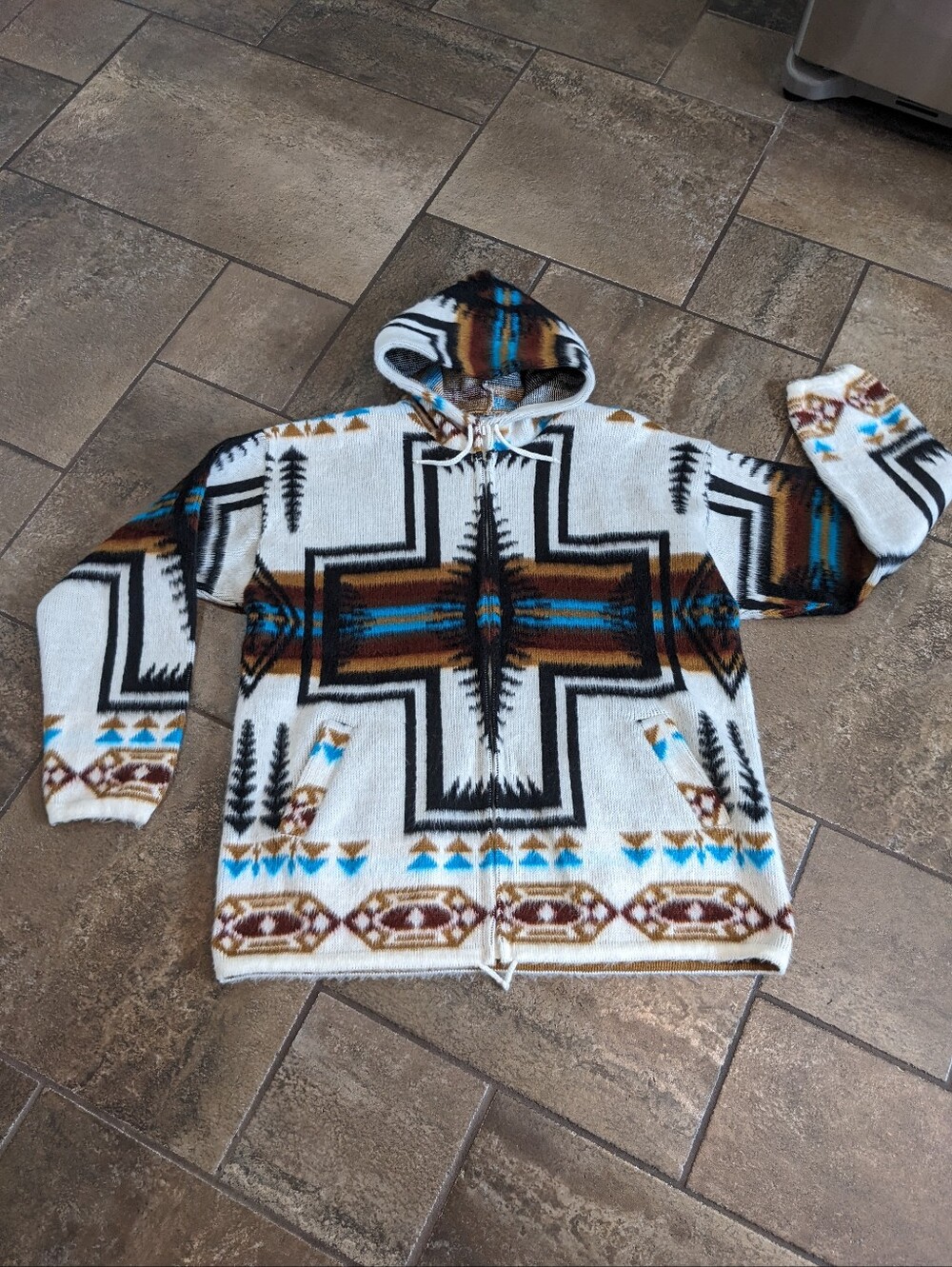 Artesainas Tuntaquimba Wool Aztec Western Made In Ecuador Full Zip Jacket Size L